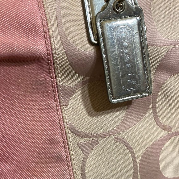 COACH ERGO SIGNATURE TOTE BAG PINK SILVER CANVAS TOTEBAG - Picture 6 of 15